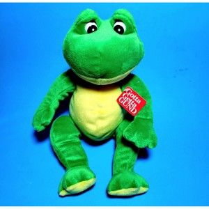 GUND Flash The Frog Green Yellow Big Eyes Stuffed Plush Animal #40812 EUC!
